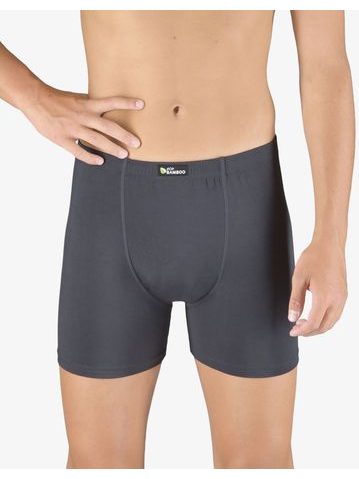 GINA pánské boxerky s delší nohavičkou, delší nohavička, šité, jednobarevné Eco Bamboo 74159P - tm. šedá