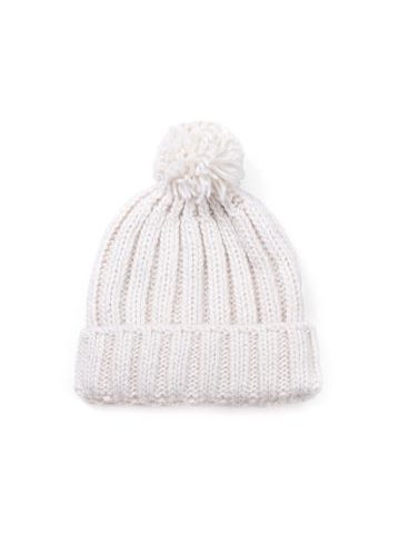Bílá teplá čepice s bambulí