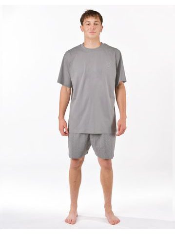 Pánské pyžamo krátké, šité, s potiskem 79194 - šedá peprmint