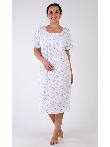 Dámská noční košile s krátkým rukávem Tulipány - modrá