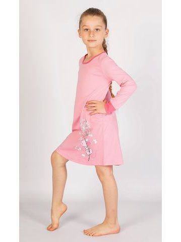 Dětská noční košile s dlouhým rukávem Myš s pampeliškou - světle lososová