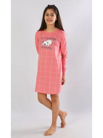Dětská noční košile s dlouhým rukávem Ospalec - lososová