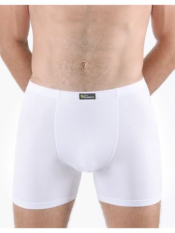 Pánské boxerky s delší nohavičkou, delší nohavička, šité, jednobarevné Eco Bamboo 74159 - bílá