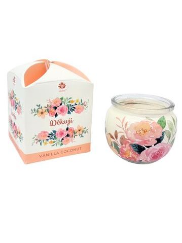 ARÔME Svíčka 90 g, ve skle a flower boxu, Děkuji, Vanilla Coconut