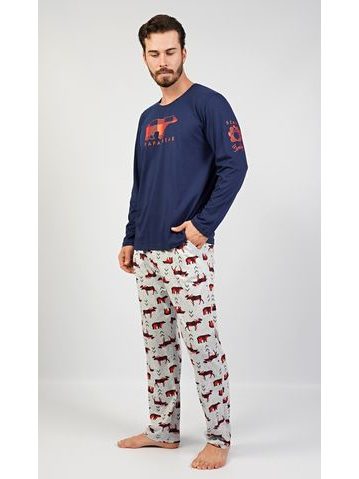 Pánské pyžamo dlouhé Papa bear - tmavě modrá