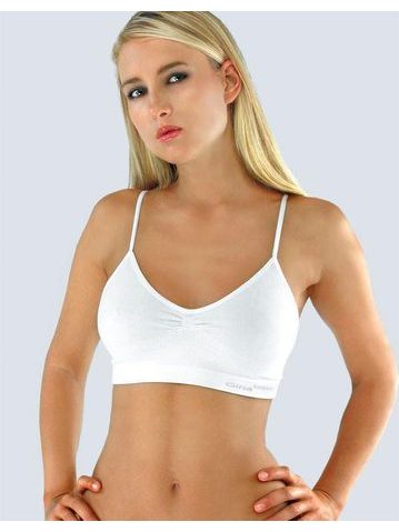 GINA dámské top s úzkými ramínky, úzká ramínka, bezešvé, jednobarevné Bamboo PureLine 07010P - bílá