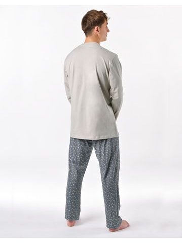Pánské pyžamo krátké, šité, s potiskem 79190 - sv. šedá tm. šedá