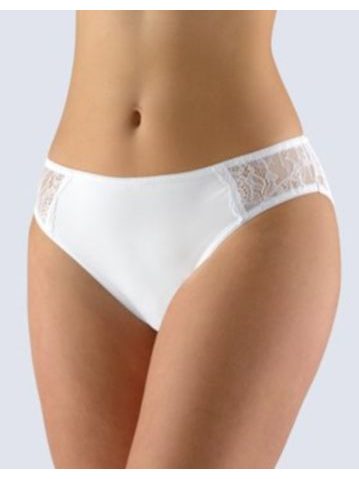 GINA dámské kalhotky klasické s úzkým bokem, šité, s krajkou La Femme 2 10202P - bílá
