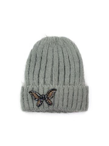 Elegantní šedá čepice s motýlkem