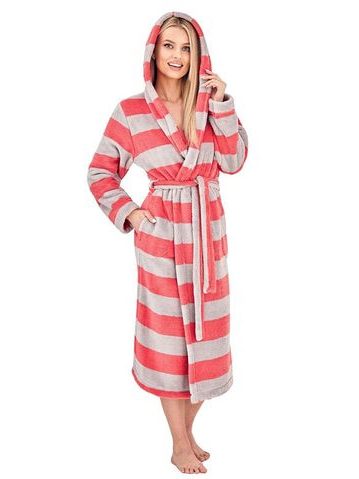 Dámský župan Vinta šedo-růžový pruhy