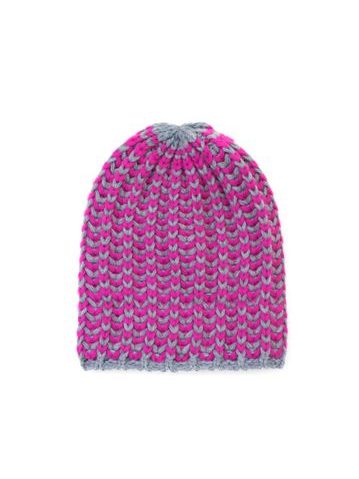 Čepice beanie do týla růžovo-šedá