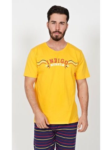 Pánské pyžamo kapri Indigo - žlutá