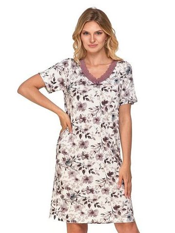 Dámská košilka Amálie hnědo-bílá s květinami