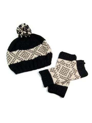 Černošedý komplet čepice a rukavic