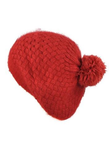 Angorská čepice s bambulí červená