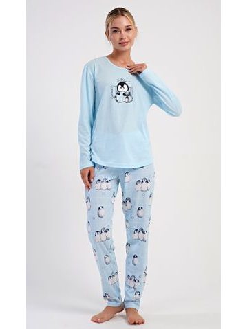 Dámské dlouhé teplé pyžamo FLORA vínový tisk na bílé