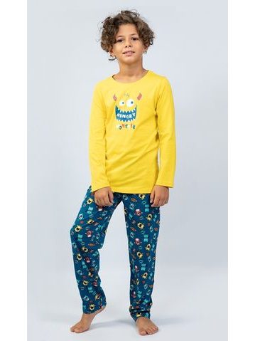 Dětské pyžamo dlouhé Monster - žlutá