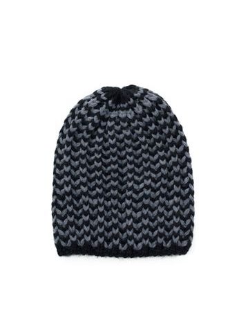 Čepice beanie do týla černo-šedá