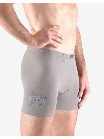 Pánské boxerky s delší nohavičkou, delší nohavička, šité, s potiskem 74145P - šedá tm. šedá