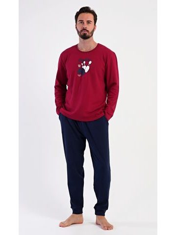 Pánské pyžamo dlouhé Bowling - vínová