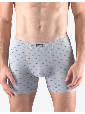 GINA pánské boxerky s delší nohavičkou, delší nohavička, šité, s potiskem 74146P - sv. šedá šalvěj
