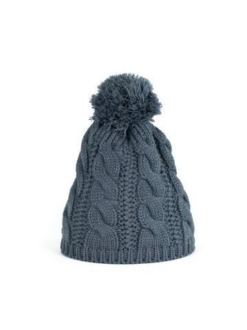 Zimní čepice s bambulí v tmavě šedé barvě