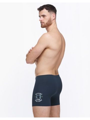 Pánské boxerky s delší nohavičkou, delší nohavička, šité, s potiskem 74171P - černá pomnenková