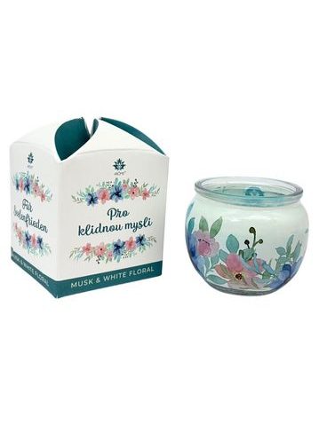 ARÔME Svíčka 90 g, ve skle a flower boxu, Pro harmonii, Musk and White Floral