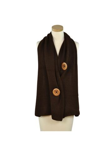 Šála z hrubé příze s velikými knoflíky hnědá
