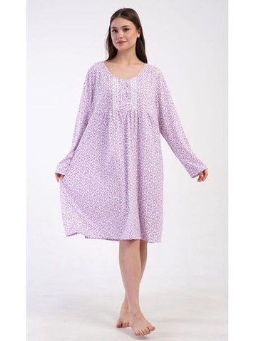 Dámská noční košile s dlouhým rukávem Julie - fialová