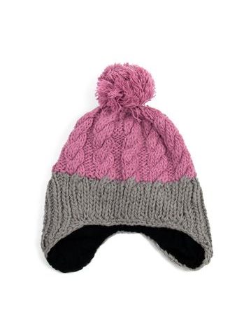 Čepice - ušanka - s bambulí růžová