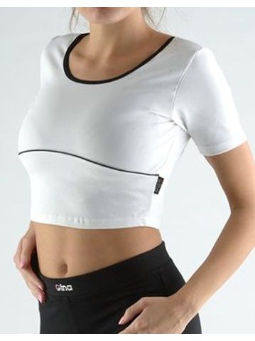 Dámský top tričko, krátký rukáv, šité 97009P - bílá černá