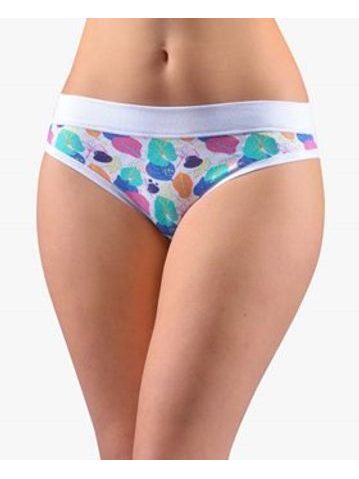 Dámské kalhotky bokové se širokým bokem, širší bok, šité, s potiskem Disco XVII 16169P - bílá atlantic