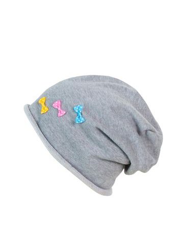 Čepice beanie tři mašličky šedá