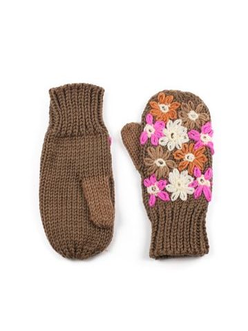 Rukavice květinová louka hnědé