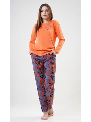 Dámské pyžamo dlouhé Nicol - oranžová