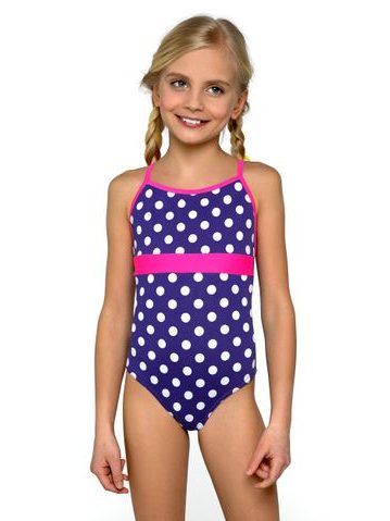 Plavky dívčí jednodílné Jolana bíle tečky