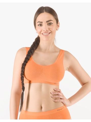 Dámský top podprsenkový se širokými ramínky, bez kostice, bezešvé, jednobarevné Bamboo PureLine 07011P - tm. lososová