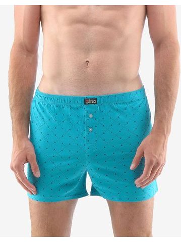 Pánské trenky volné, šité, s potiskem 75183P - tm. tyrkysová petrolejová