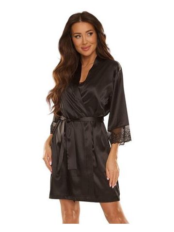 Saténový župan Synthia černý