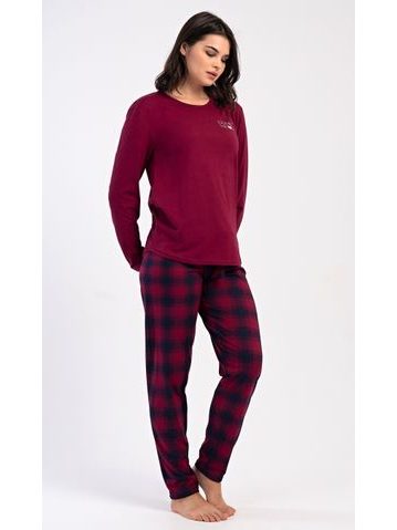 Dámské pyžamo dlouhé Emma - vínová