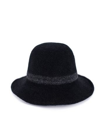 Vlněný klobouk s pruhem černý