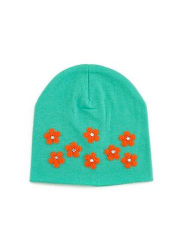 Dívčí květovaná čepice zelená