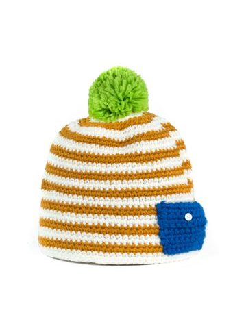 Ručně pletená čepice s kapsou světlá