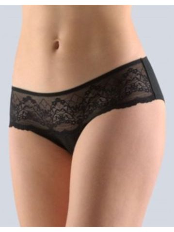 GINA dámské kalhotky francouzské, šité, bokové, s krajkou, jednobarevné Delicate 14127P - černá