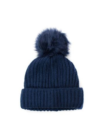 Čepice s bambulí tmavě modrá