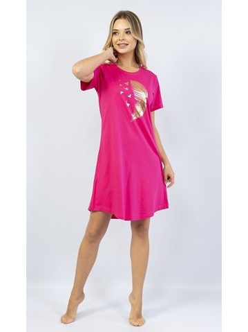 Dámská noční košile s krátkým rukávem Patricie - tmavě růžová