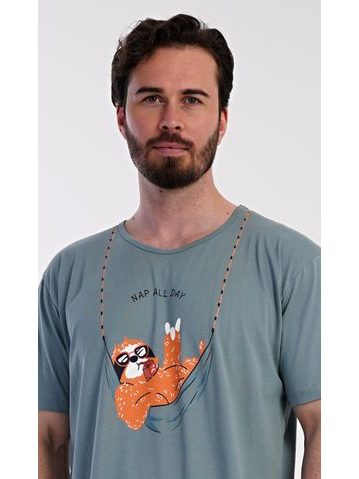 Pánská noční košile s krátkým rukávem Pohodář - mátová