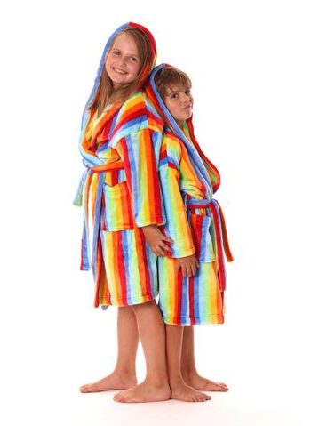 Dětský dlouhý župan s kapucí CAPRI duhová