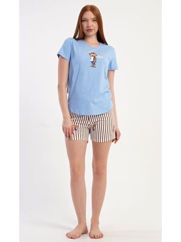 Dámské pyžamo šortky Bear - modrá